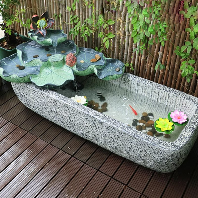 庭院户外流水摆件落地鱼池阳台花园生财室外院子造景循环水景观喷