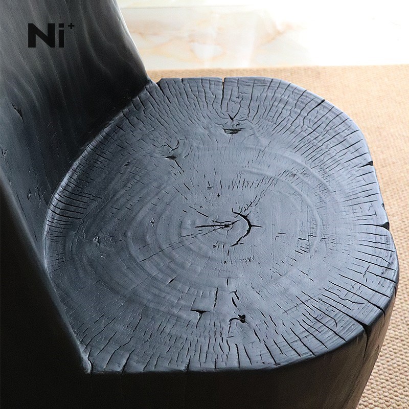 Ni+尼家中古实木凳子侘寂风木墩子靠背餐厅椅子家用卧室梳妆矮凳