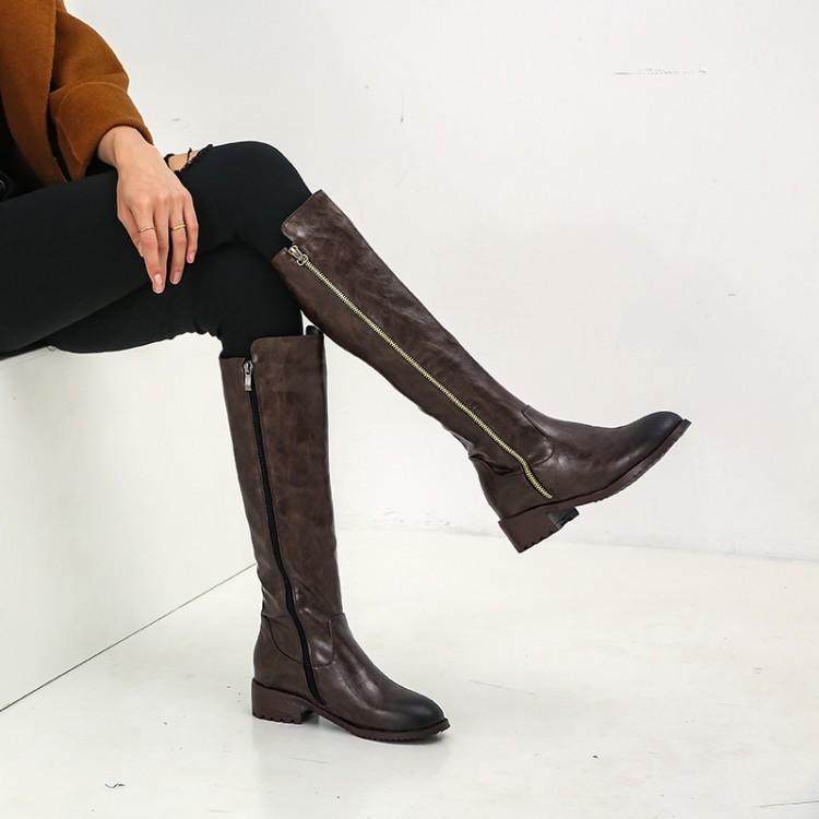 靴女秋冬女鞋马靴棕黄色平底低跟高筒靴学院情侣鞋特大码女靴  YQ,女鞋,时装靴,淘宝优惠券,粉丝福利购,淘宝优惠卷