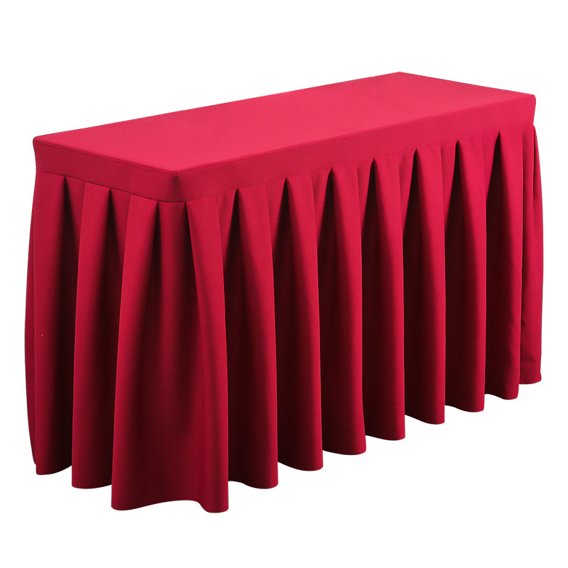 定制会议桌布长方形桌裙酒店办公活动展会长条桌台裙加厚弹力布艺