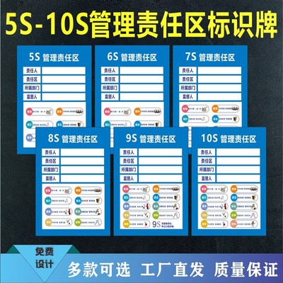 10S 工厂安全生产车间管理责任区标识牌区域看板文化宣传上墙提示