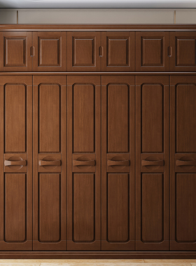 简约现代中式实木衣柜p23456门对开门卧室家具经济型橡木实木衣橱