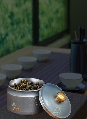 雏菊锡罐纯锡茶叶罐密封罐锡制家用礼盒装定制送同事退休礼品