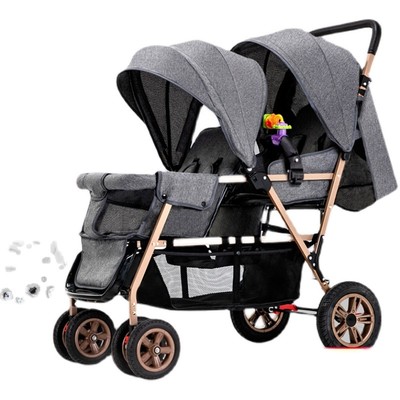 睿智双胞胎婴儿推车前后坐二胎双人可坐躺轻便折叠儿童手推车