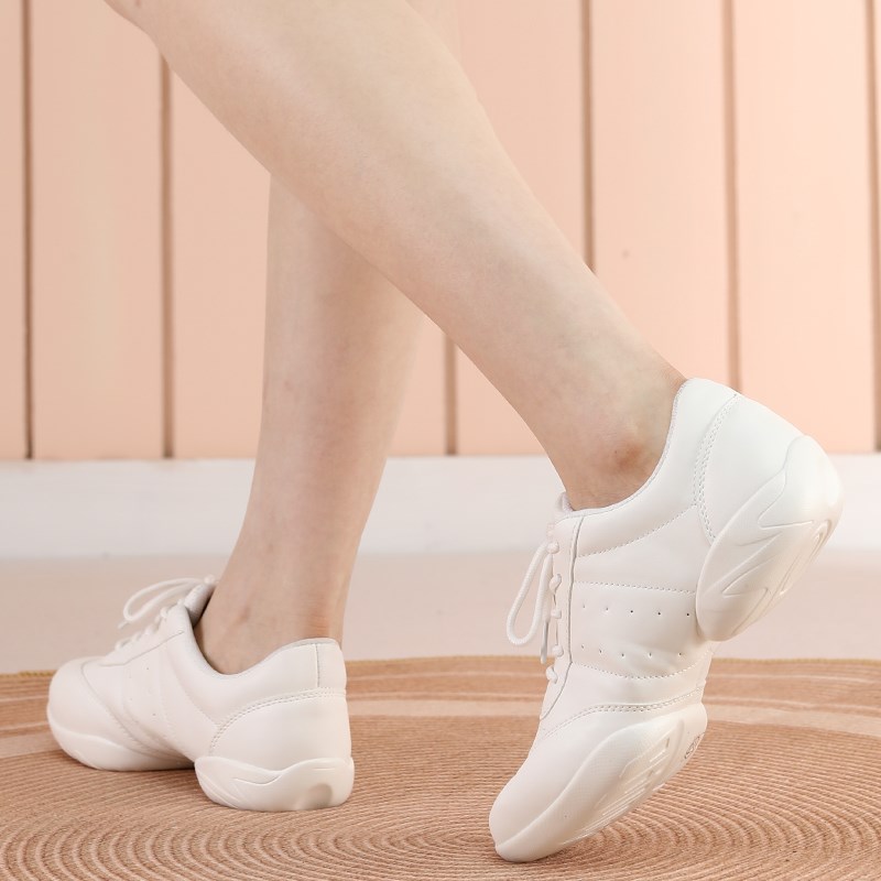 竞技健美操鞋啦啦队比赛鞋白色健身操鞋软底儿童啦啦操训练鞋