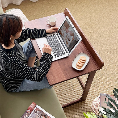 黑胡桃沙发边几实木边桌可移动桌子书桌电L脑桌床边桌客厅茶桌茶