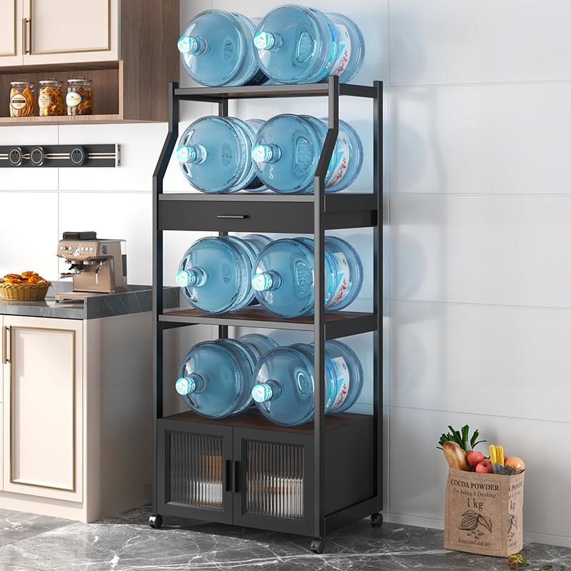 新款厨房收纳置物架多层落地微波炉架子烤箱专用小柜子高级带门储