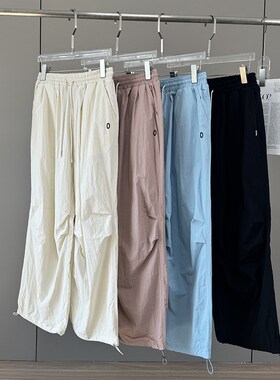 大厂订单!轻薄j透气宽松阔腿防晒工装裤防水束脚降落伞裤女春夏