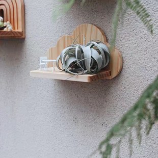 包邮 中古实木置物架装 饰搁板墙面花架工艺品展示木架民宿餐厅背景