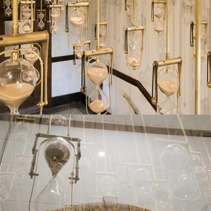 亚克力沙漏造型装饰球超大时光沙漏艺术装置不锈钢翻转椭圆漏斗