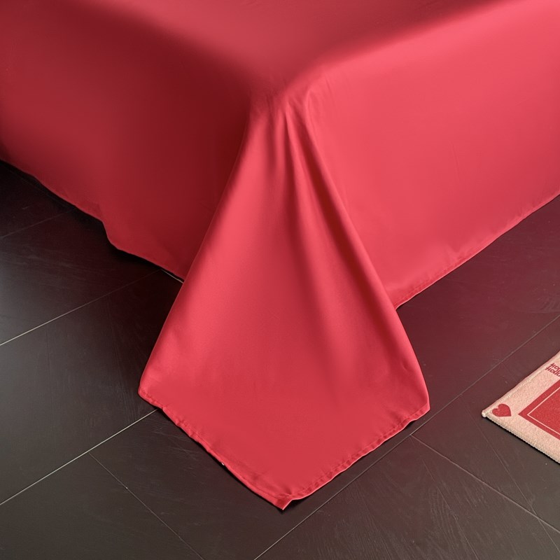 简约100支长绒棉结婚喜庆四件套大红色刺绣婚庆纯棉被套床上用品4