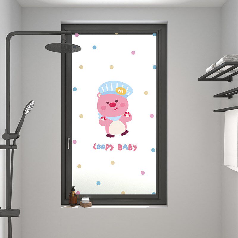 南墙壁纸可爱露比磨砂玻璃贴膜卫生间阳台窗户防窥膜厨房装饰贴纸