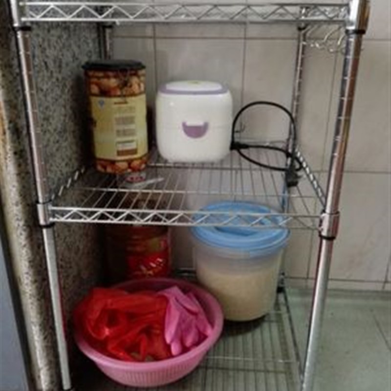 橱柜隔层衣柜分层架三层层架不锈钢色微波炉架金属阳台储物架花架