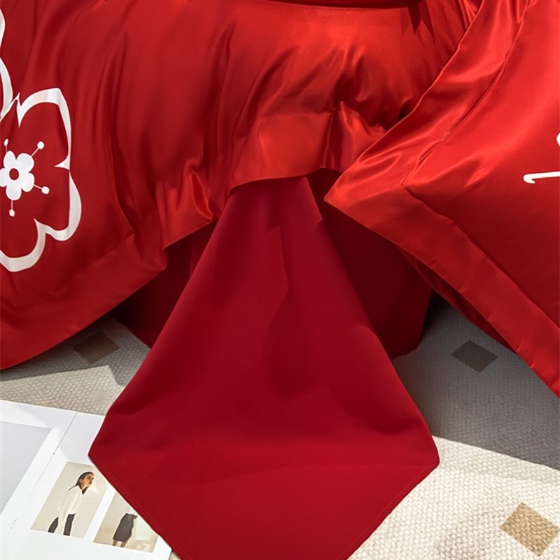 高档礼盒装结婚四件套红色婚庆喜被床单被套高级感新婚嫁床上用品