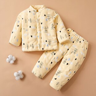 宝宝手工棉衣婴儿纯棉p花棉袄棉裤套装男女宝宝秋冬季加厚保暖棉