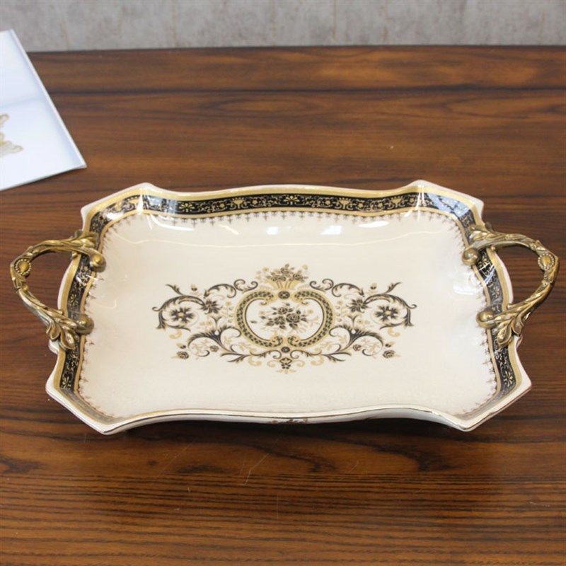 欧式奢华别墅样板房茶几水果盘摆件 美式陶瓷托盘软装饰品 收纳盘,家居饰品,果盘/果篓,淘宝优惠券,粉丝福利购,淘宝优惠卷