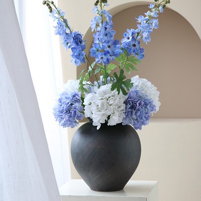 侘寂风粗陶罐花瓶摆件客厅插花民宿高级感餐桌艺术大口径白色花器