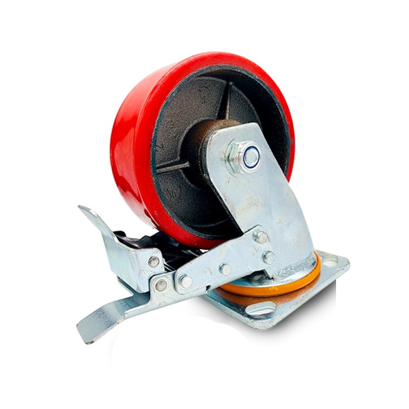 重型4寸铁芯聚氨酯万向轮5寸手推车6寸8寸平板车轮子工业承重脚轮