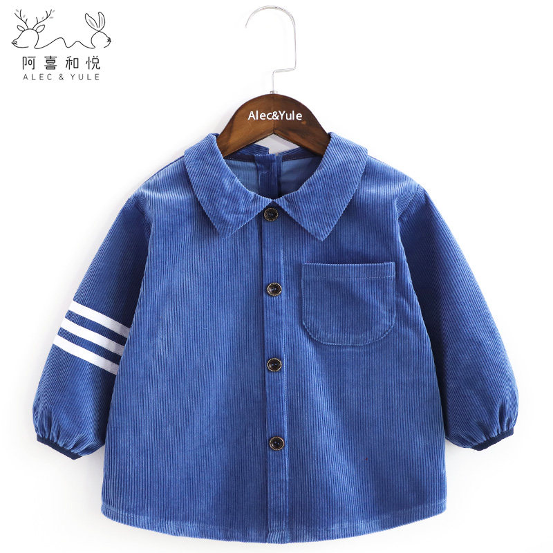 可外穿羽绒服罩衣 宝宝 男童冬围兜婴儿洋气纯棉灯V芯绒防脏倒背