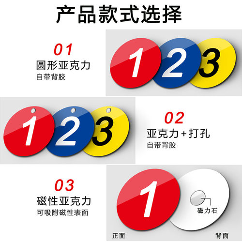 亚克力数字号码牌标示牌门牌标识牌定制桌号座位牌编号楼层房门酒