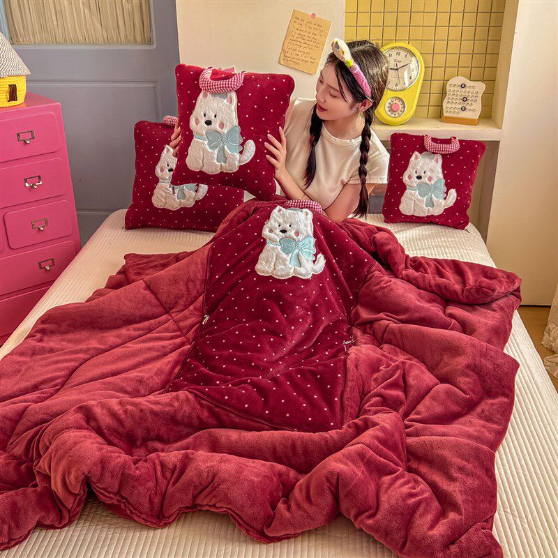 抱枕被子两用加厚保暖个性可爱y办公室午睡空调被沙发靠枕盖毯冬