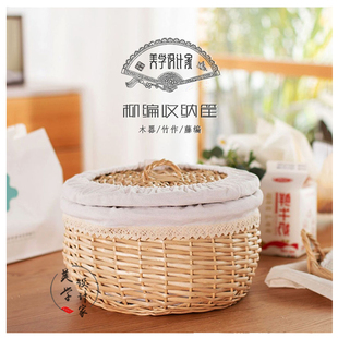 柳编馒头筐竹编家用带盖装面包鸡蛋水果桌面篮子收纳筐编织野餐篮