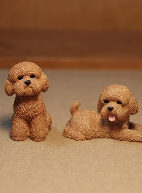 少女心可爱灰白黑灰泰迪礼物树脂F装饰卡通造景摆件玩偶公仔