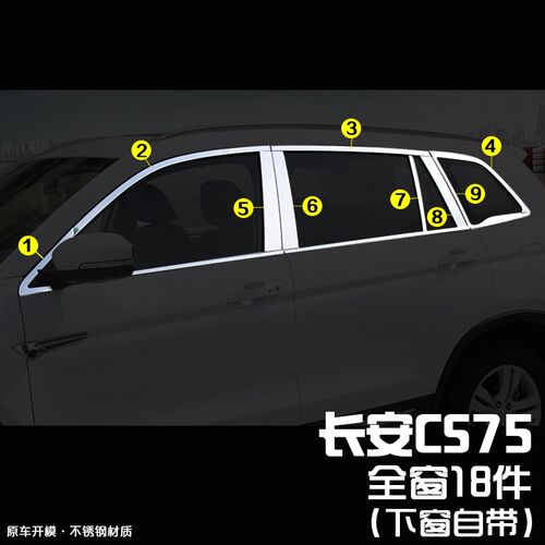新14-19款长安cs15cs3t5cs55cs75cs95车窗饰条改装不锈钢亮片包邮
