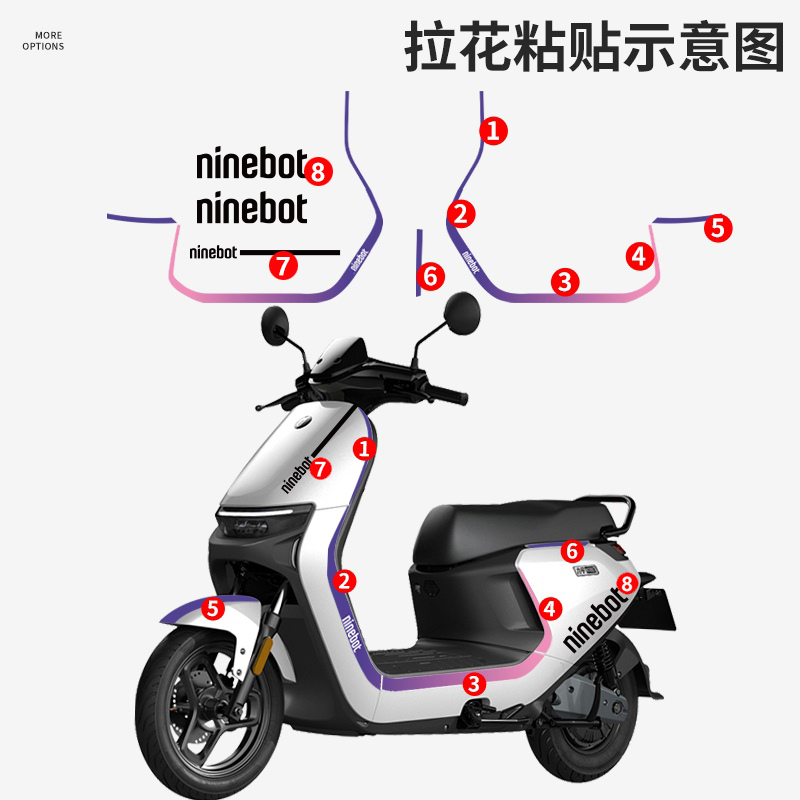 适用于九号电动车N70C/n80c/n90c贴纸渐变拉花装饰防水车身贴纸膜