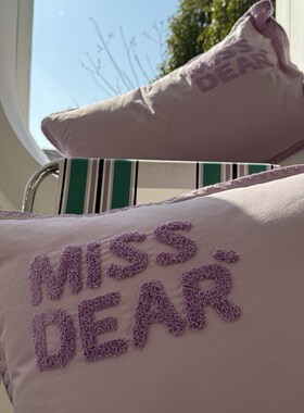 ins水洗棉紫色字母少女心毛巾绣温柔床上四件套全棉1.5m1.8米被套