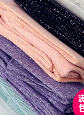 日系春秋银葱亮闪珠光丝袜连裤袜女闪丝中厚款竖条纹打底袜脚踩款