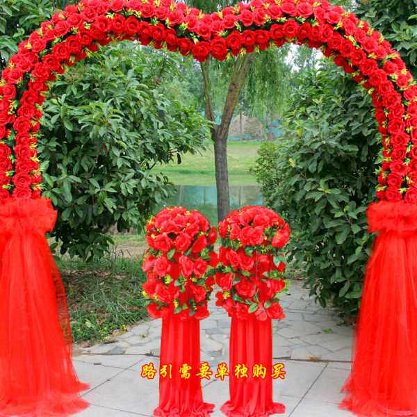 婚庆绢花拱门花门开业喜庆绢花拱门雪纱花门花架开业典礼喜庆花架