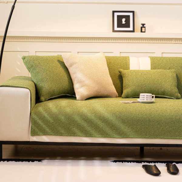 简约仿棉麻沙发垫纯色现沙发垫棉纱编织亚麻布四季通用防滑坐垫