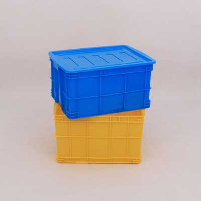 带盖子塑料周转箱蓝色原料中转箱550-300收容框常州生产直发