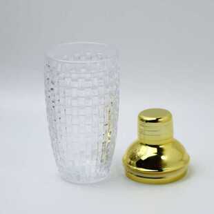 新款冰花玻璃杯304不锈钢盖调酒器 调酒套装工具 鸡尾酒醒酒器