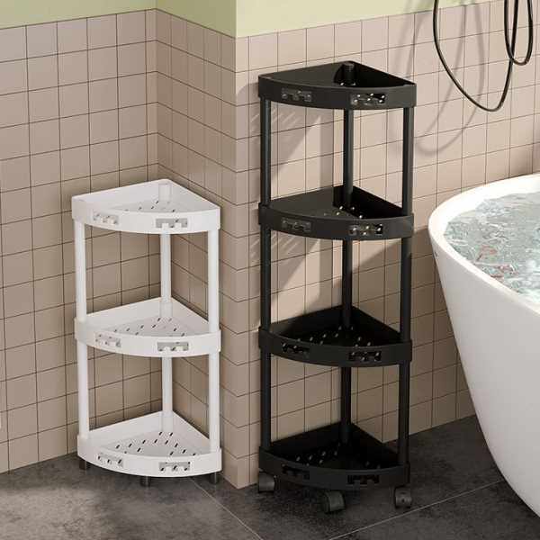 浴室扇形置物架落地角架可移动多层收纳架洗手间墙角架厕所三迪鹏