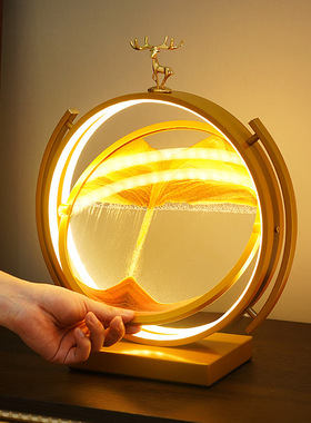 流沙画沙漏摆件立体办公室酒柜装饰品电视柜家居R饰品客厅轻奢高