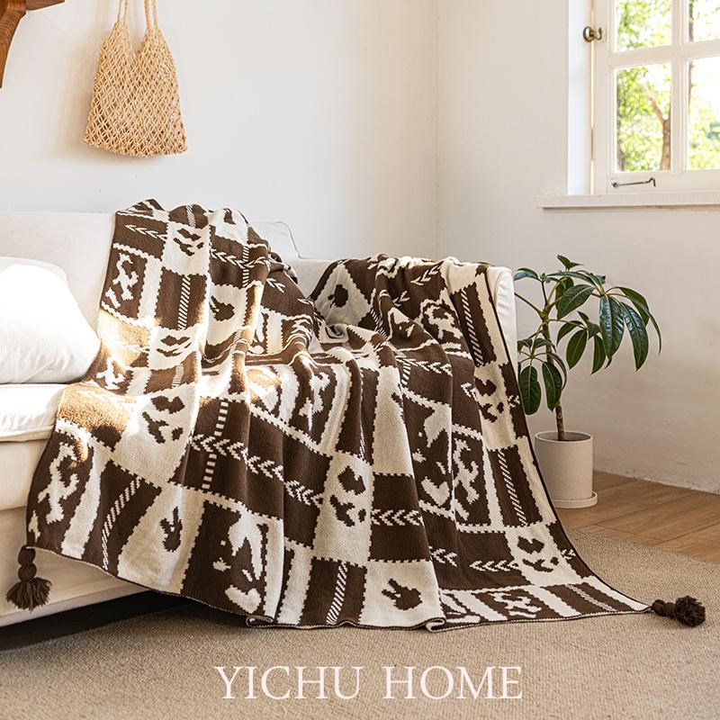 轻奢风针织沙发毯办公室s午睡毯单人披肩盖毯装饰毯四季通用毛毯