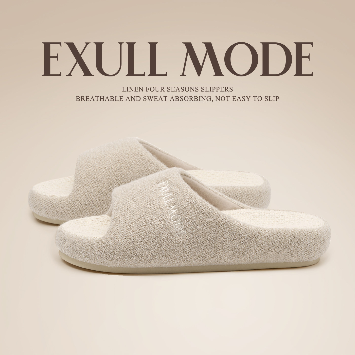 依思Q女士亚麻拖鞋家用春秋