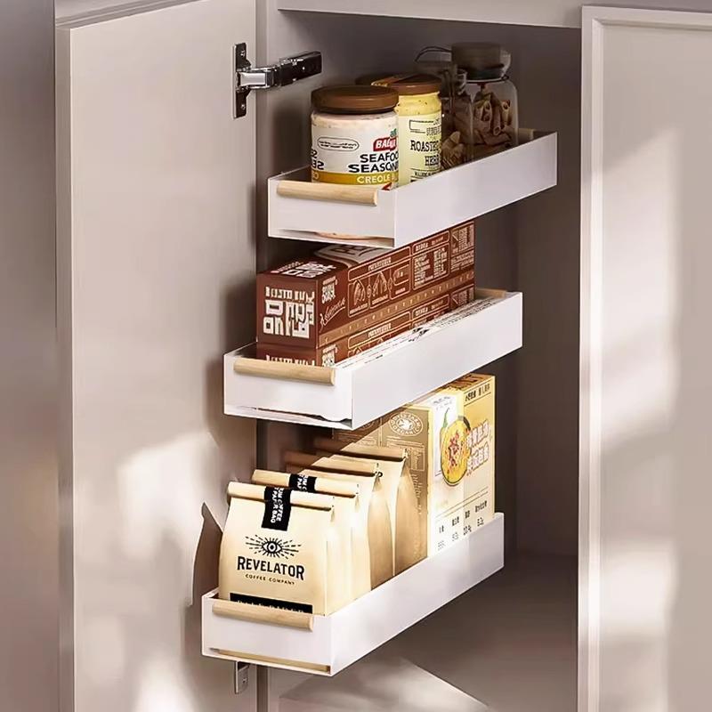 抽拉式置物架下水槽侧1015拉篮极柜窄装冰箱橱内侧滑轨抽屉式收纳