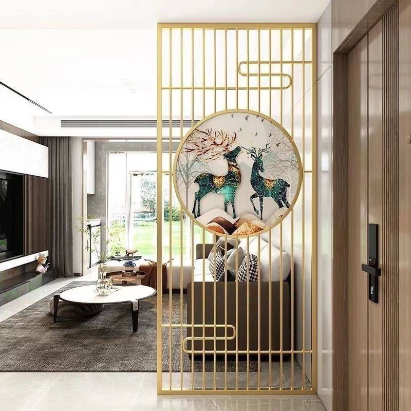 轻奢铁艺北欧餐厅屏风铁艺入户隔断墙简约玄关镂空办公中