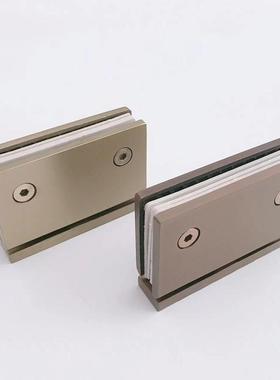 06YM玻璃浴室夹/3门天3夹360度旋轴转04不锈钢黑地色钛金玫瑰金浴