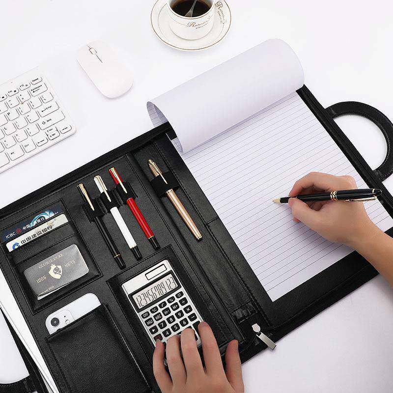 a4多功谈单文件夹手提拉链手提能拉链公文包务理夹商办经公皮质签