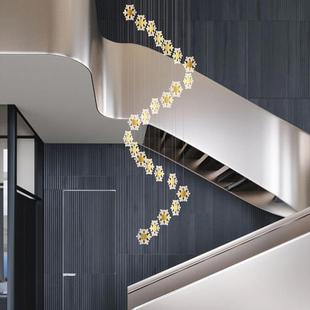 复式楼梯灯吊长吊灯别墅店转大厅高层旋酒北欧现代简约雪花8045楼