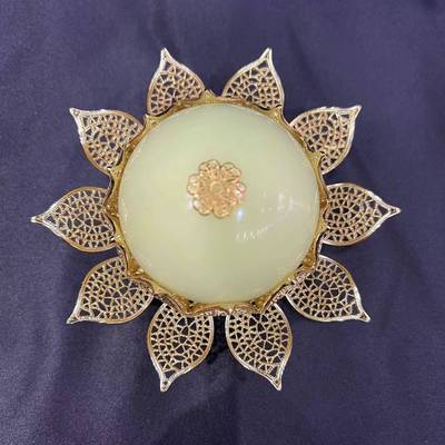 夜SQJ光宝莲光球明夜珠金镶夜嵌宝莲立体卧室玄关装饰品摆件高合