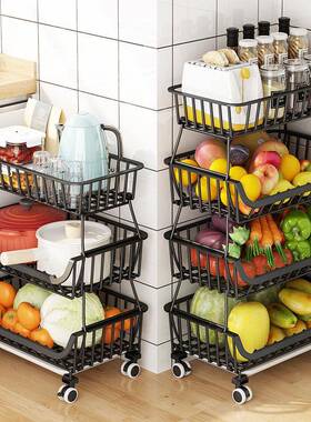 黑色房置物架蔬落地多层可折叠果菜碗锅1111架调厨味料收纳架储放