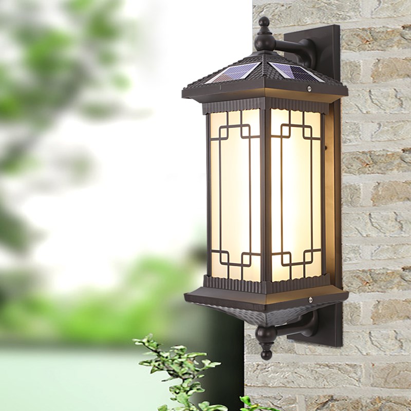 太阳能户外壁灯新中式防r水庭院大门灯室外别墅花园院子门柱外墙