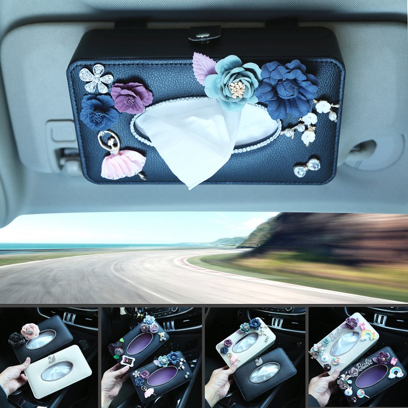 创意个性汽车用品车载纸巾盒车内纸抽遮阳板挂式餐巾Y多功能抽纸