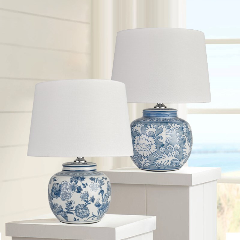 东方巴黎青花f瓷鸟语花香卧室床头灯高级感青花瓷陶瓷台灯新