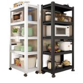 可动厨房置物架F96S5MT5落地多层收架微波炉箱储烤物带轮子家移用